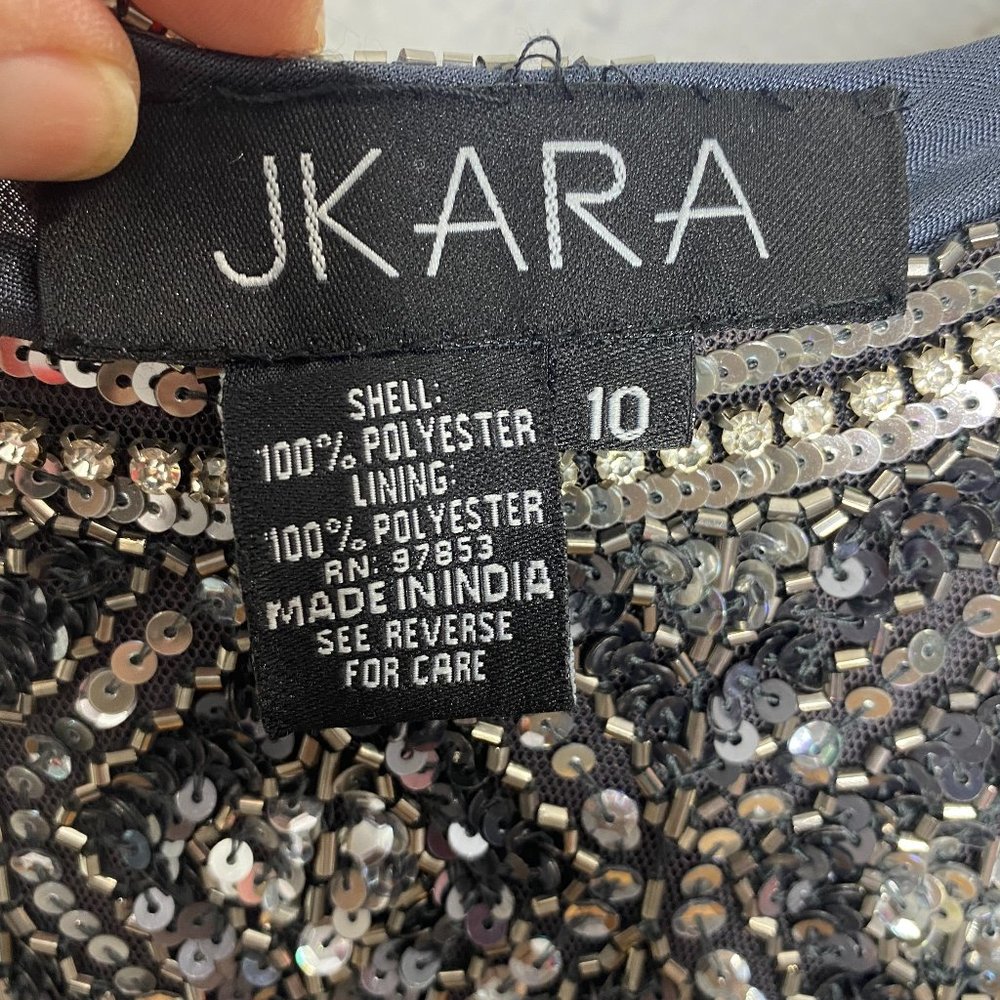 J KARA NWT, women's size 10, silver/grey beaded top, formal maxi dress. - Picture 7 of 8